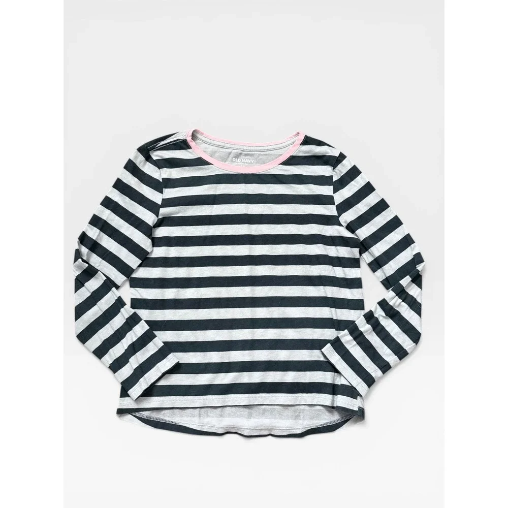 Old Navy Girls M 8 Softest Tee Long Sleeve Striped Shirt‎ Green